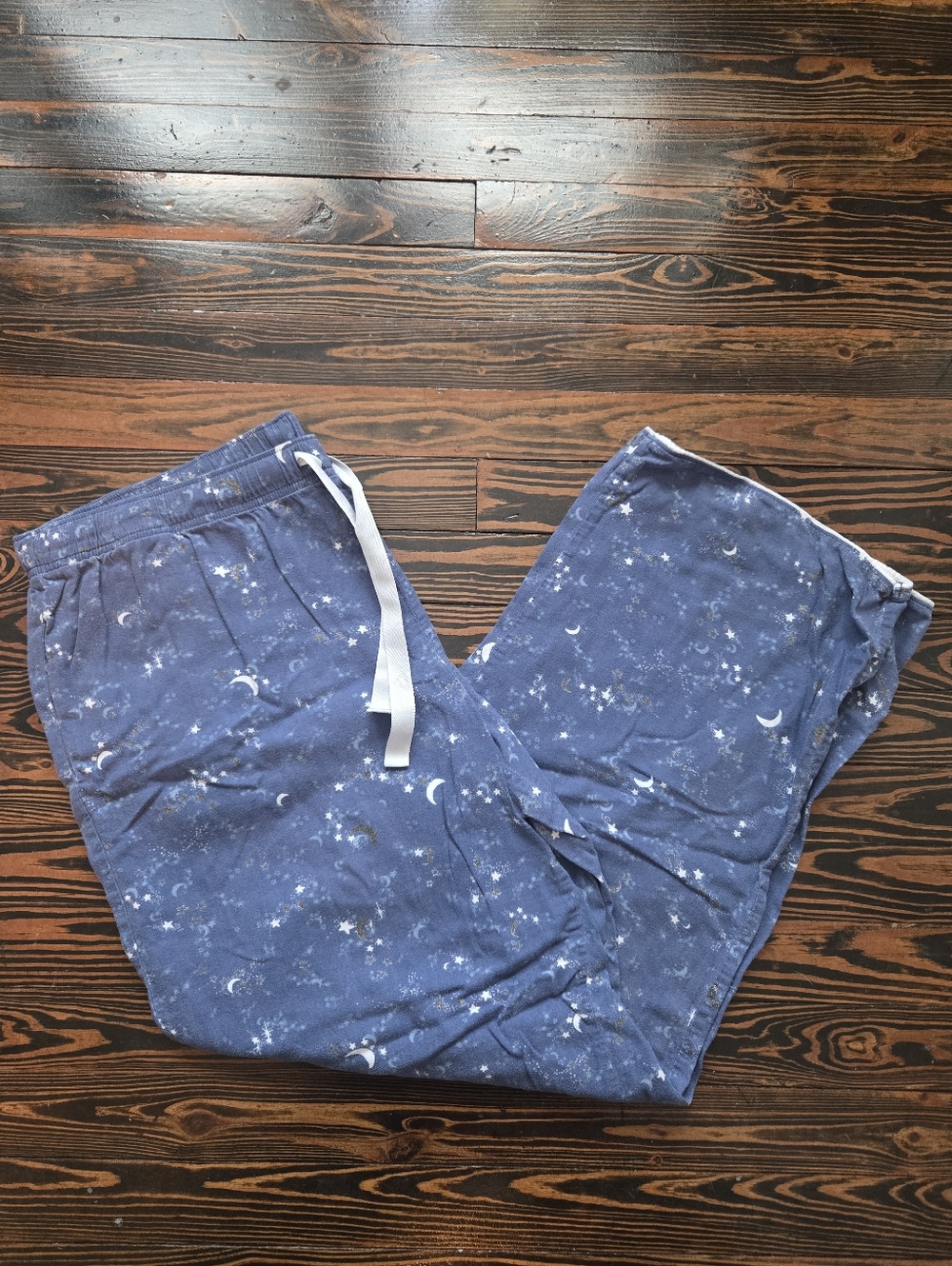 Victoria's Secret Celestial Moon Star Pajama Pants Blue Cotton Lounge Sleep XL